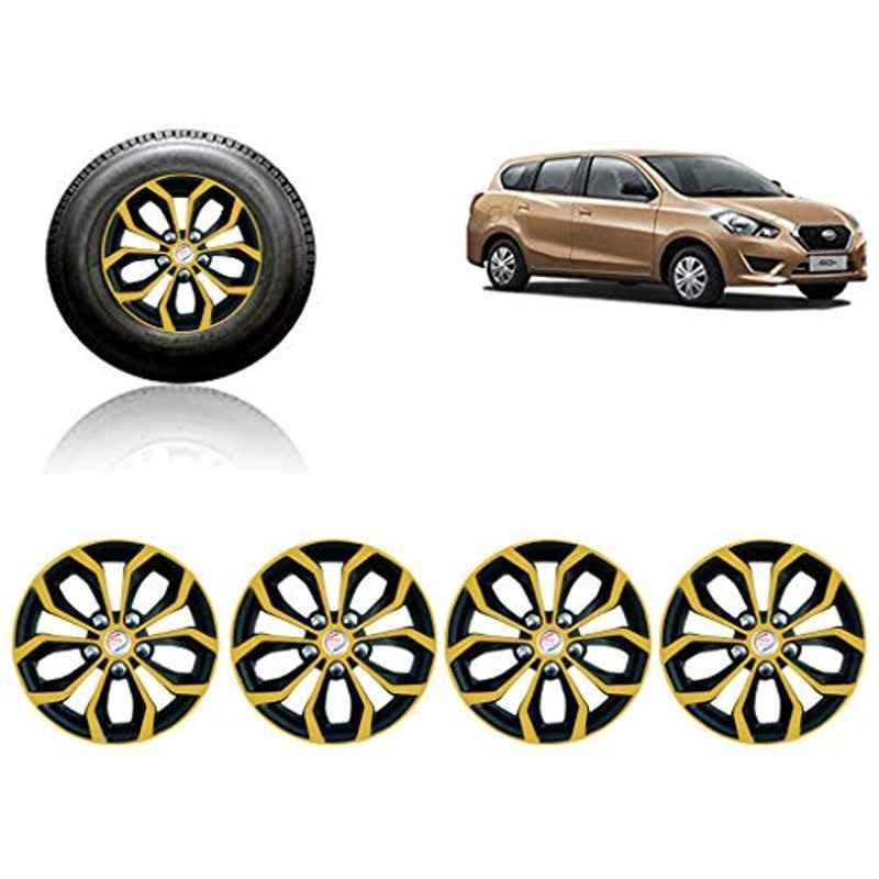 Auto Pearl 4 Pcs 13 inch ABS Golden & Black Car Wheel Cover Set for Datsun Go Pls