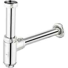Cliquin Speed Brass Silver Chrome Bottle Trap with 12 inch Pipe for Bathroom & Kitchen