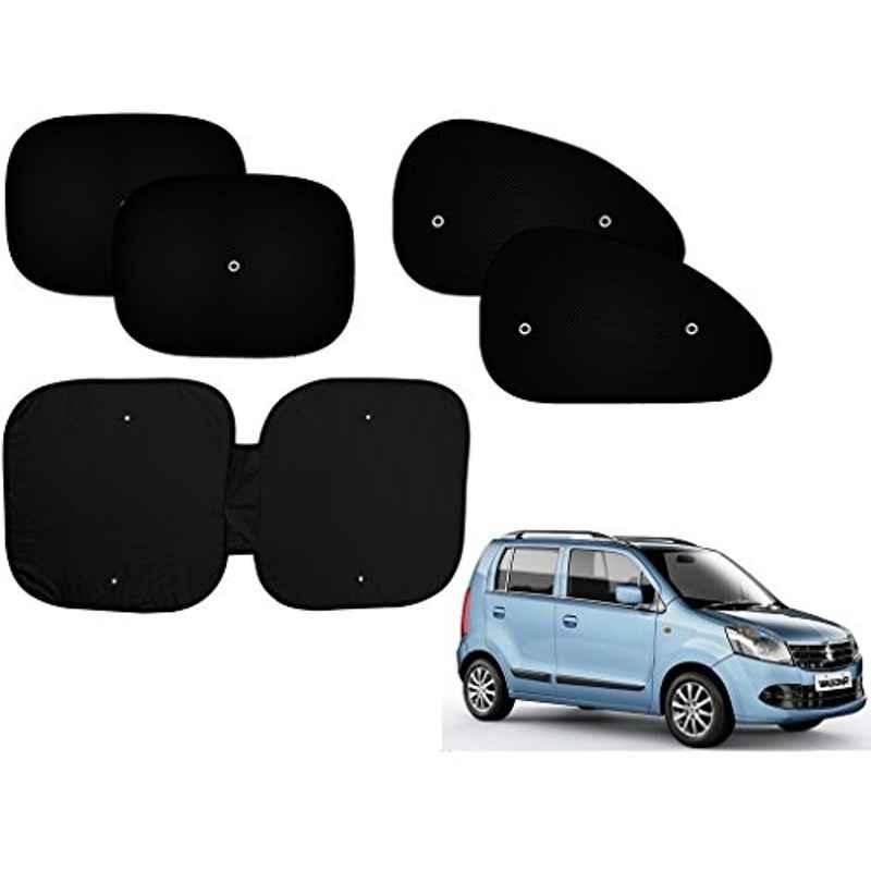 Auto Pearl 5 Pcs PVC & Mesh Black Window & Front Sun Shade Set for Maruti Suzuki WagonR, Front_Chipku_(4+1)_WagonR