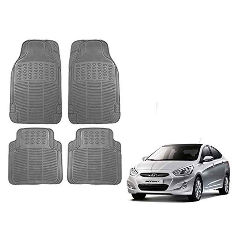 Kozdiko 4 Pcs Grey Rubber Car Mat Set for Hyundai Accent