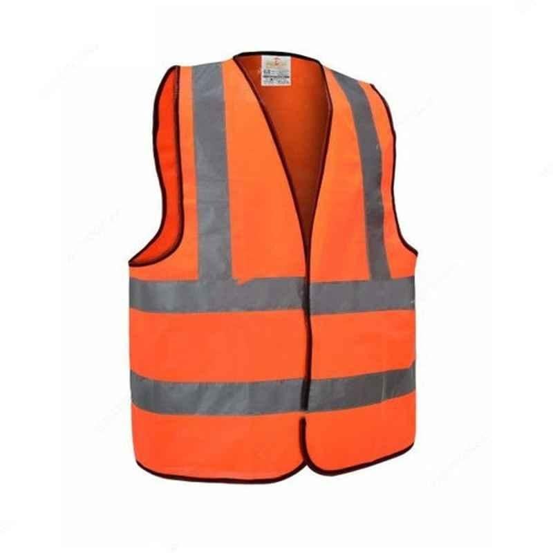 Empiral E108083407 120 GSM Polyester Fluorescent Orange Reflective High Visibility Safety Vest, Size: 4XL