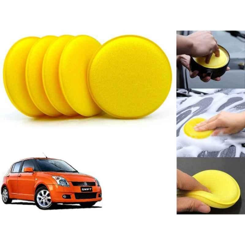 Auto Pearl Polyurethane Beige Washing & Waxing Polish Foam Sponge for Swift 2006-2010 (Pack of 5)