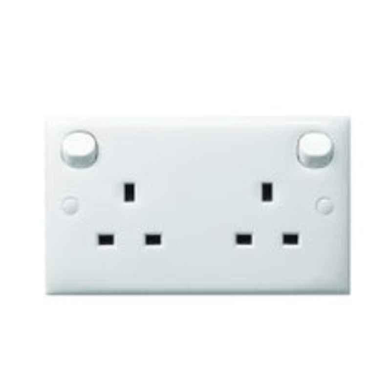 Schneider 13A 2 Gang White Switched Socket Outlet, E25R