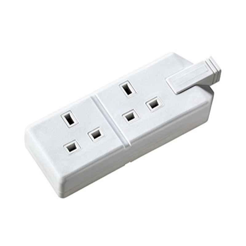 Masterplug 13A 2 Way Plastic White Socket without Plug & Cable, ELS132W-01