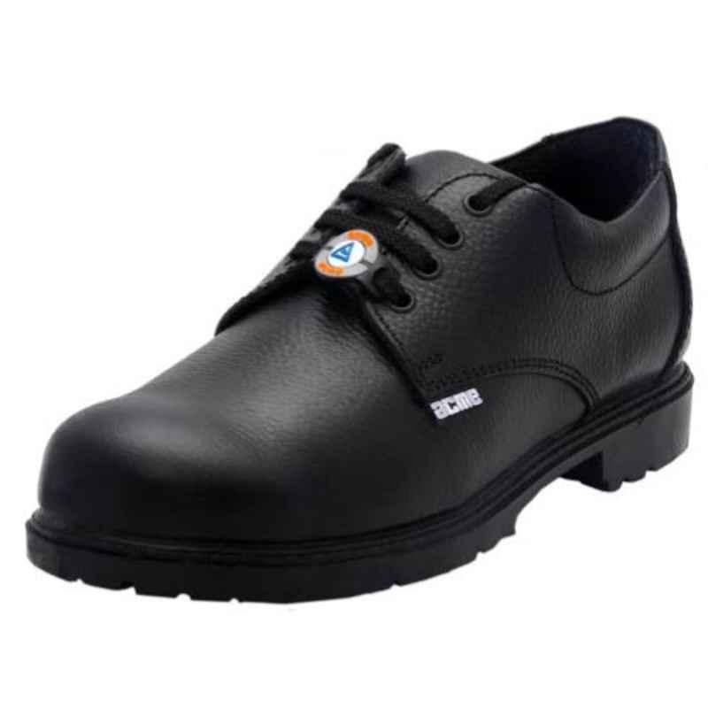 Acme Copper Chimney Leather Low Ankle Steel Toe Black Safety Shoes, Size: 6