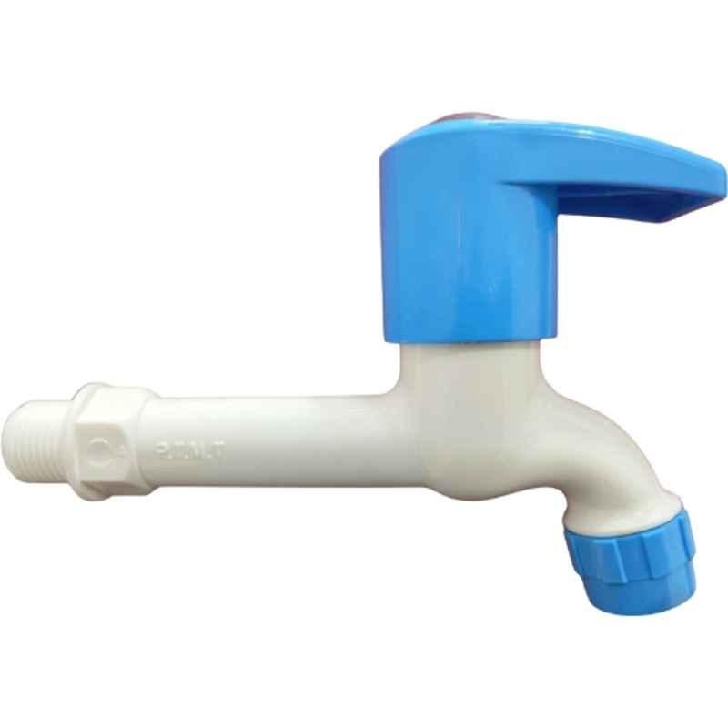 Truflo by Hindware Finesse 15mm PTMT White & Blue Foam Flow Long Body Bib Cock, BFINSBC04WBM