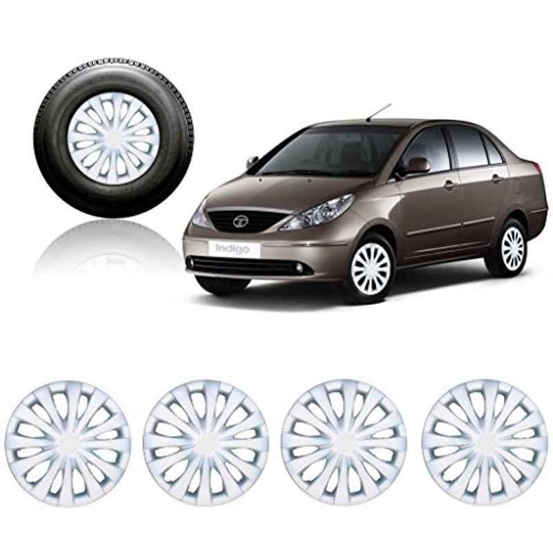 Auto Pearl 4 Pcs 14 inch Silver Car Wheel Cover Set for TATA Indigo-picture-13