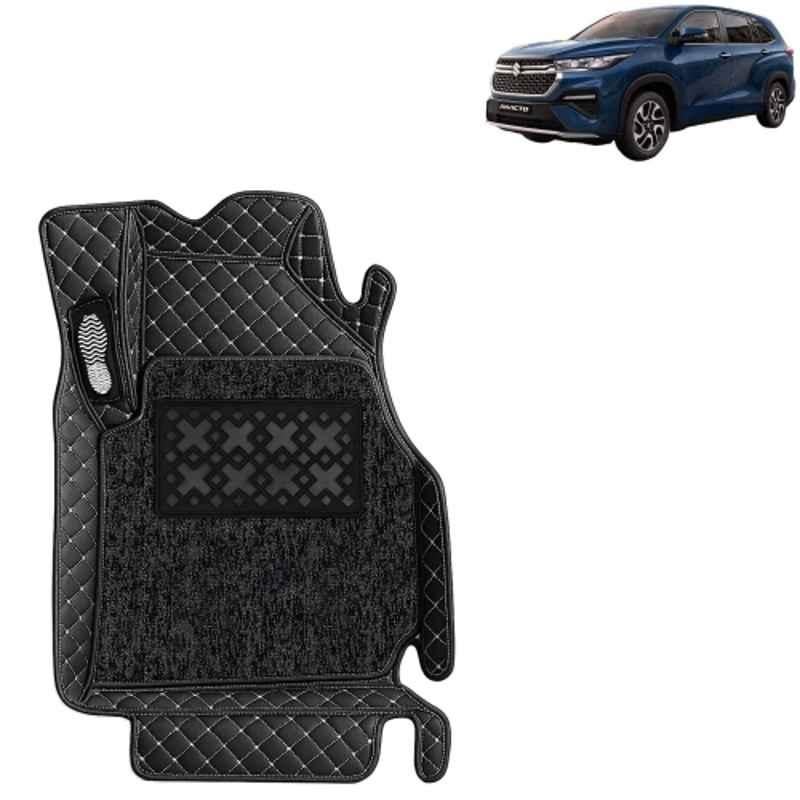 Kingsway 4 Pcs Premium 7D 100% Waterproof & Washable PU Leatherette Classic Black Car Floor Mat Set for Maruti Suzuki Invicto 6 Seater 2023 Onwards All Model