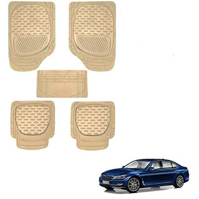 Kozdiko 6255 5 Pcs Rubber & PVC Beige Car Foot Mat Set for BMW 7 Series