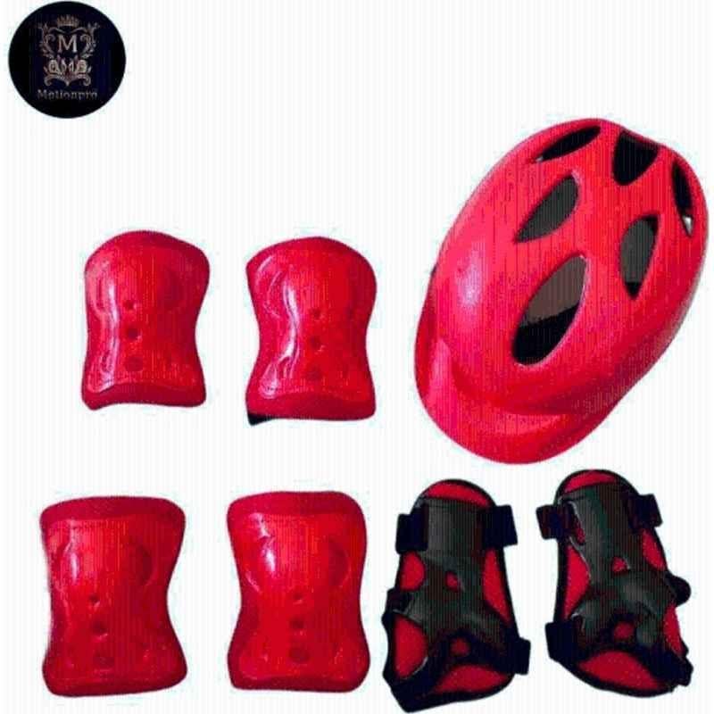 Motionpro Plastic & EVA Foam Red Skating Board Protection Helmet & Cycling Guard Skating Kit