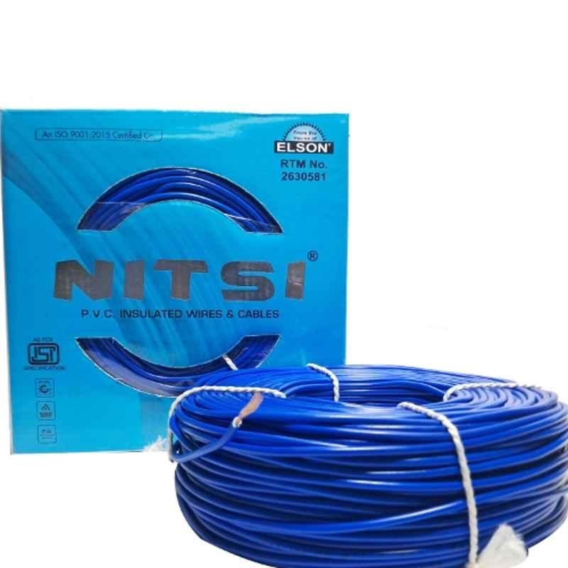 NITSI 1 Sqmm Single Core Blue FR PVC Insulated CCR Copper Wire for Domestic & Industrial Purpose, Length: 91 m