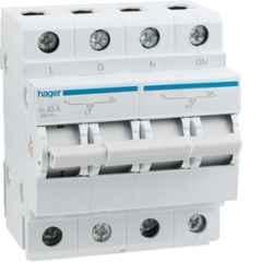 Hager 63A 4 Module 2 Way Double Pole Centre Off Changeover Switch, SF263