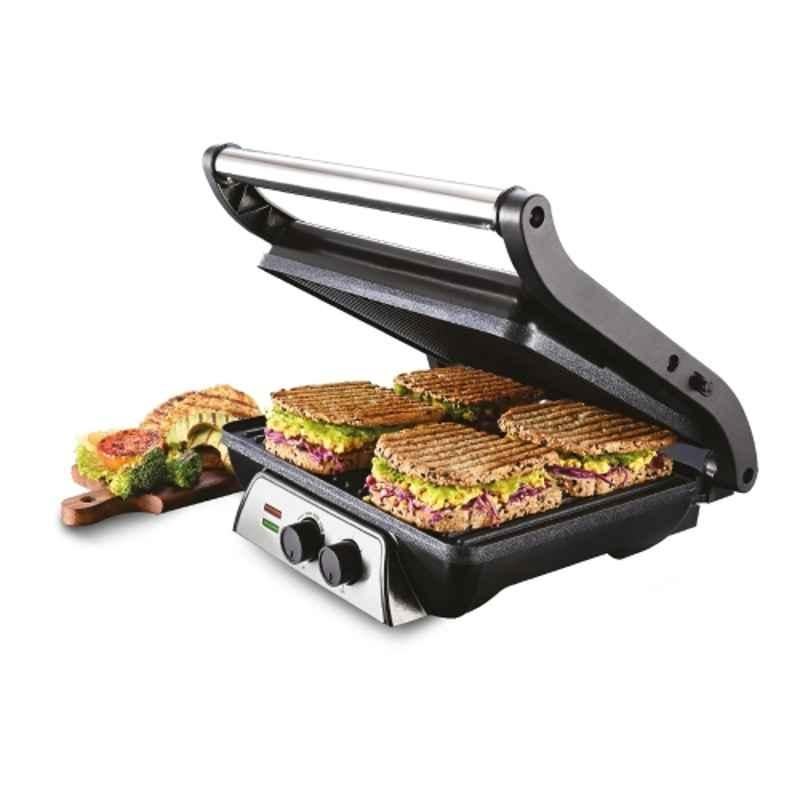 Usha iChef 2000W 4 Slice Stainless Steel Black & Silver Sandwich Grill, 40015ICHEFSG470N