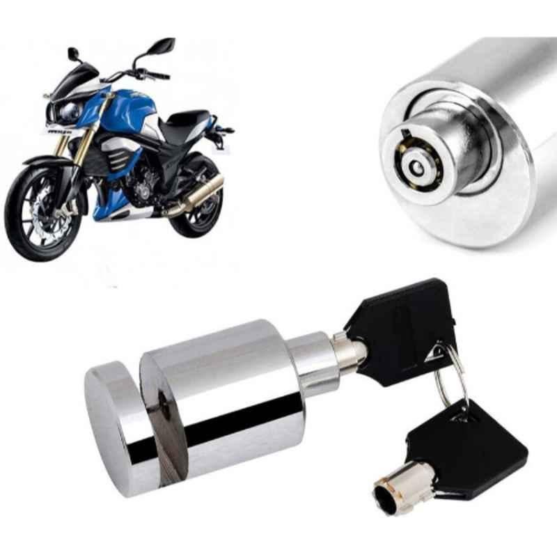 Auto Pearl Stainless Steel Silver Heavy Duty Anti Theft Motorcycle Disc Brake Lock, Lock-343