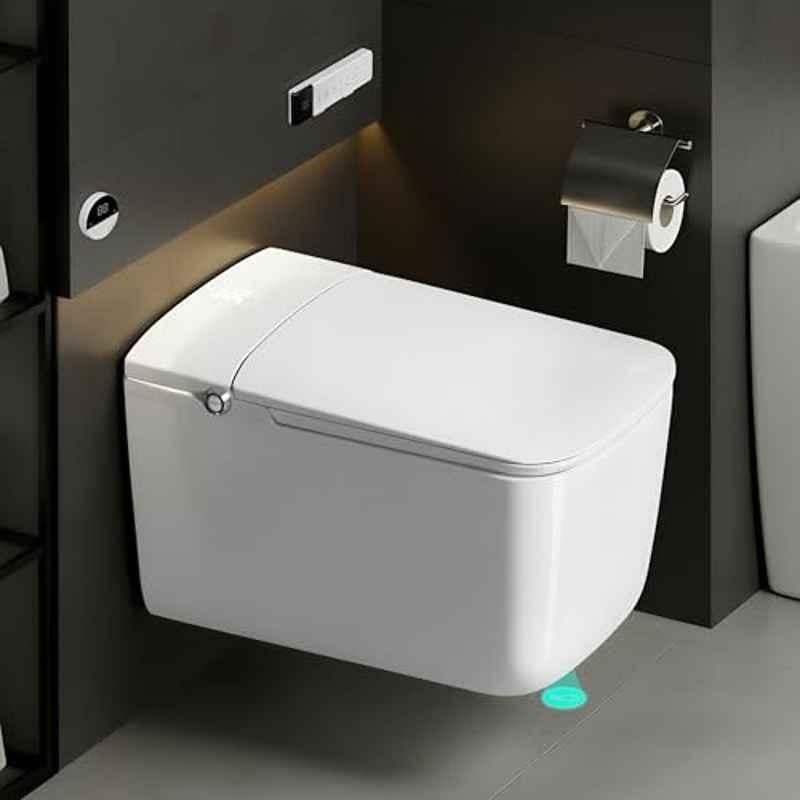 Plantex Ceramic White P Trap Smart Western Commode with Foot Sensor, APS-A-002