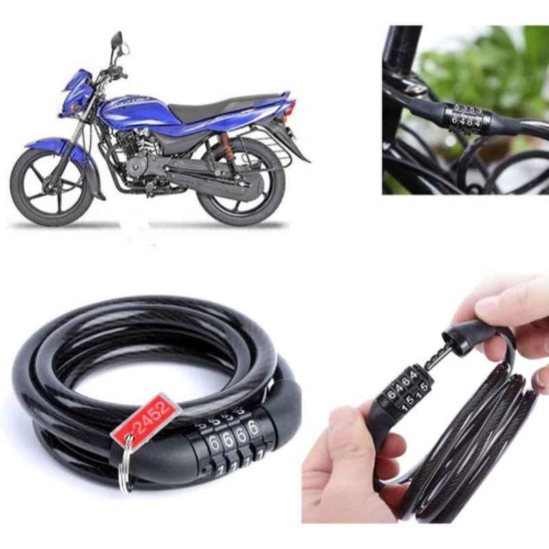 Auto Pearl PVC & Plastic Black Combination Cable Lock for Platina 125, 935