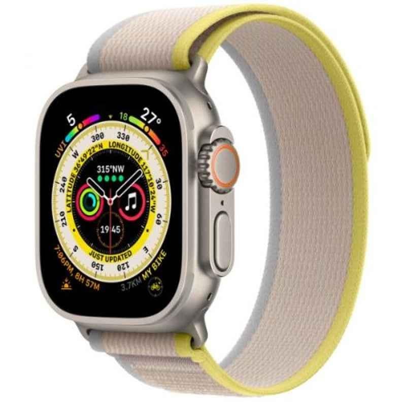 Apple Ultra 49mm Titanium Case GPS + Cellular Watch with Yellow & Beige Trail Loop, MNHK3-UL-CE