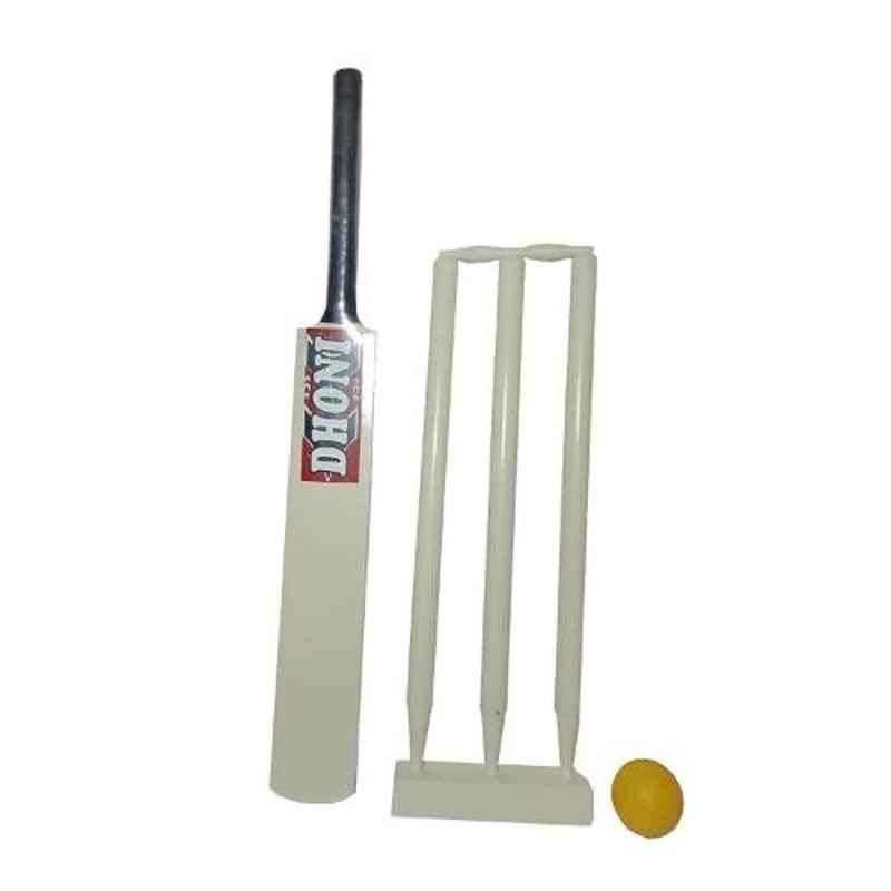 Arnav Cream Junior Wooden Cricket Kit with 27 inch Bat for 6-7 Years Kids