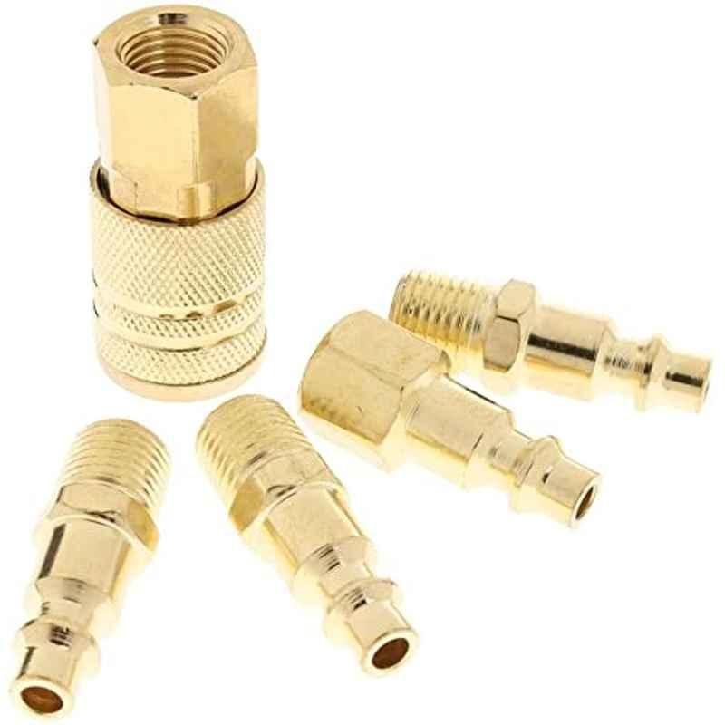Abbasali 5 Pcs 1/4 inch Brass Quick Coupler Air Hose Line End Connector Set