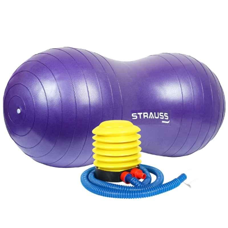 Strauss 95x45cm Rubber Peanut Purple Anti-Burst Gym Ball with Foot Pump, ST-1488