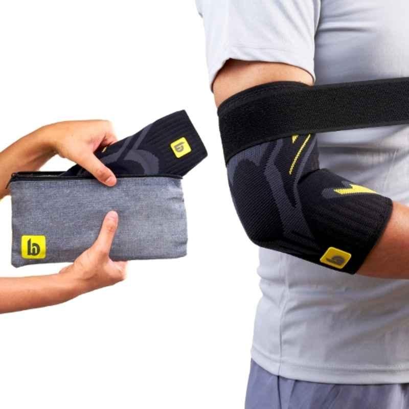 Betterhood Elastomer Blend Black Elbow Support Sleeve for Gym & Sports, Size: M