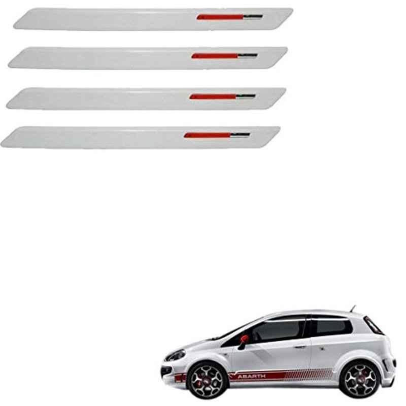 Kozdiko 4 Pcs White & Red Designer Car Bumper Protector Set for Fiat 500 Abarth
