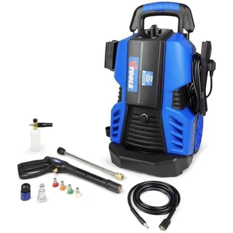 VTOOLS 3200W 225bar Blue Adjustable Water Cooling Induction Motor Pressure Washer with 10 m Hose, 2 Wheels & 4 Quick Connect Nozzles, VT1505