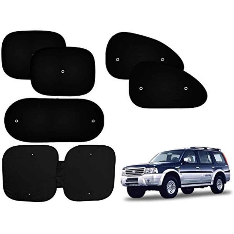 Auto Pearl 6 Pcs PVC & Mesh Black Window, Front & Rear Sun Shade Set for Ford Endeavour