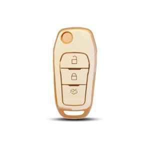 Flymaster Thermoplastic Polyurethane White TPU Car Key Cover, WHITE-TPURKE-26