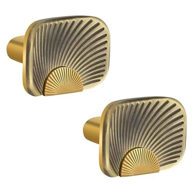 Plantex Antique Brass & Gold Rectangle Cabinets Drawer Pull-Push Knobs for Kitchen & Bedroom (Pack of 2)