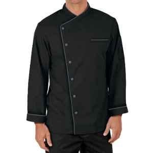 Superb Uniforms Polyester & Cotton Black Full Sleeves Folded Cuff Traditional Fit Chef Coat, SUW/B/CC023, Size: L
