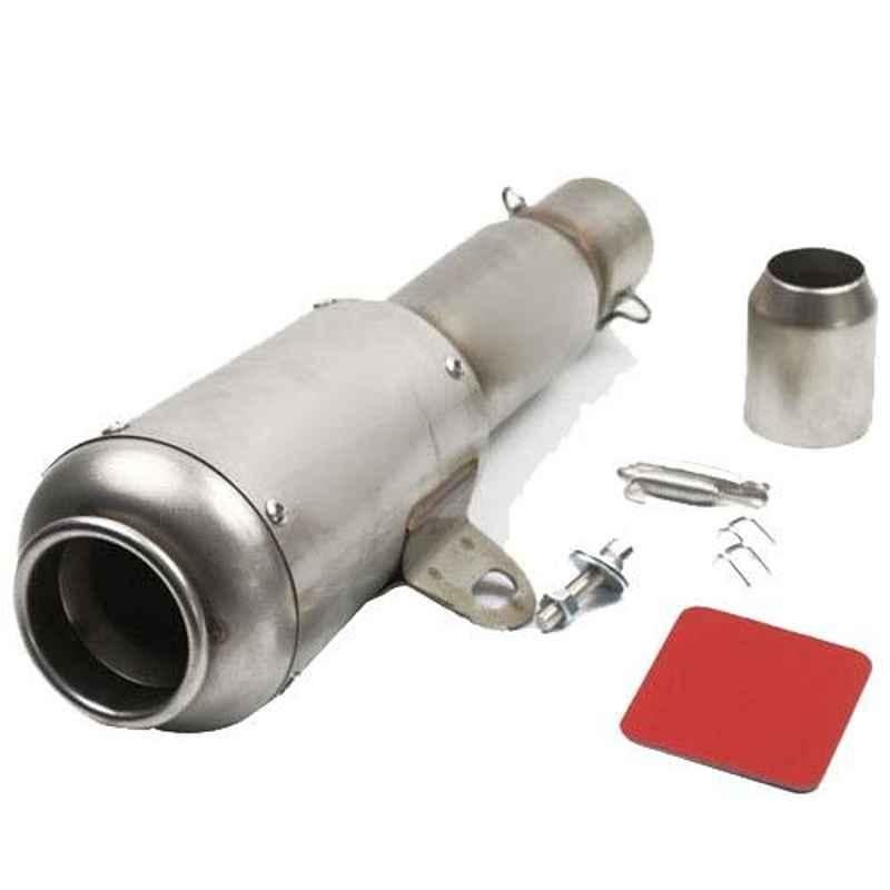 AllExtreme EXLGE51 51mm Silver Inlet Long Launcher Grenade Shape Exhaust Pipe Muffler Silencer