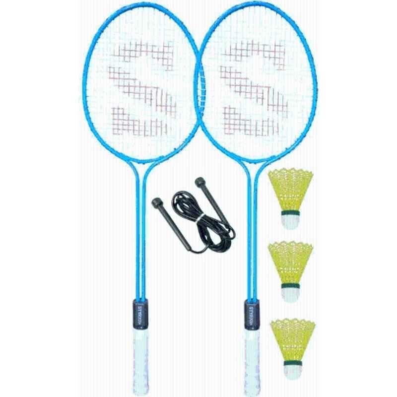 STYRKR Alloy Steel Multicolour Badminton Racquet Set of 2 Steel Frame with Shuttlecock 3 1 Skipping Rope Badminton Kit