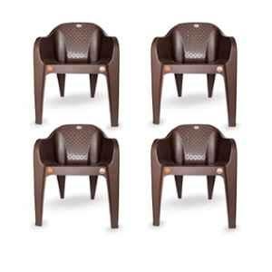 RW Rest Well Maxima 4 Pcs Brown Plastic Chair Set