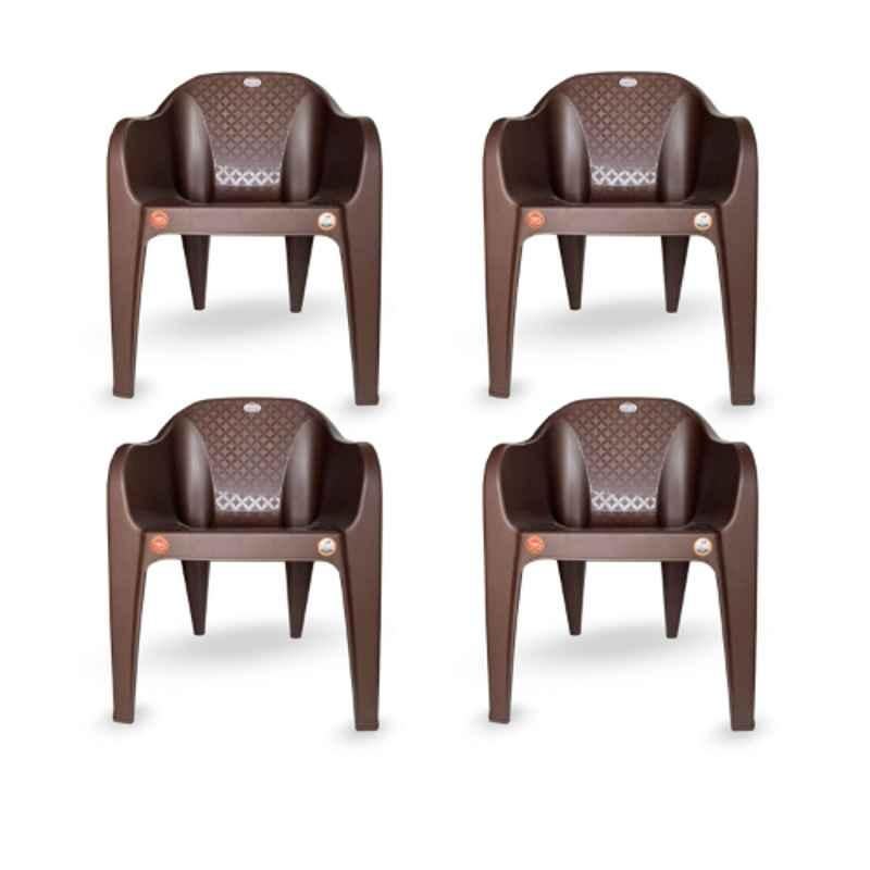 RW Rest Well Maxima 4 Pcs Brown Plastic Chair Set