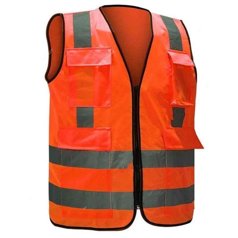 Empiral Bright E108083225 100% Polyester Fluorescent Orange Safety Vest with Backside Cross Reflective, Size: 3XL