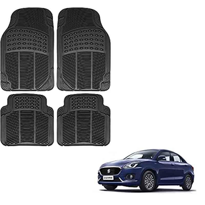 Kozdiko 4 Pcs Rubber Black Car Simple Foot Mat Set for Maruti Suzuki New Swift Dzire 2017