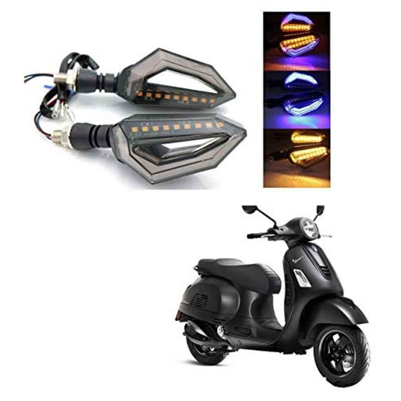 Kozdiko 4 Pcs Bike D Shaped 9 LED Front & Rear Side Turn Signal Indicator Light Set for Vespa Notte