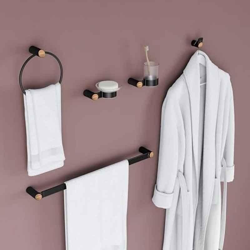 Plantex 5 Pcs Zinc Black & Rose Gold Powder Coated Bathroom Accessories Set