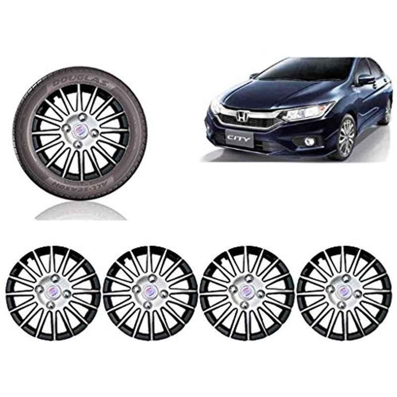 Auto Pearl 4 Pcs 15 inch ABS Black & SIlver Car Wheel Cover Set for Honda City 2017
