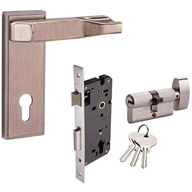 IPSA 38mm Zinc Alloy Luxos Fluence Antique Mortise Lever Door Handle Lock Set with One Side Knob & One Side Key Cylinder, 15255