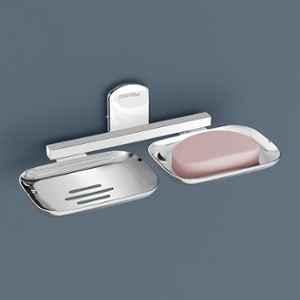 Plantex 304 Grade Stainless Steel Double Soap Holder for Bathroom/Soap Dish/Soap Stand for Bathroom Wall/Bathroom Accessories Parv (Chrome)