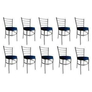 P P Chair Stainless Steel Chrome Finish Blue Multipurpose Dining Chair (Pack of 10)