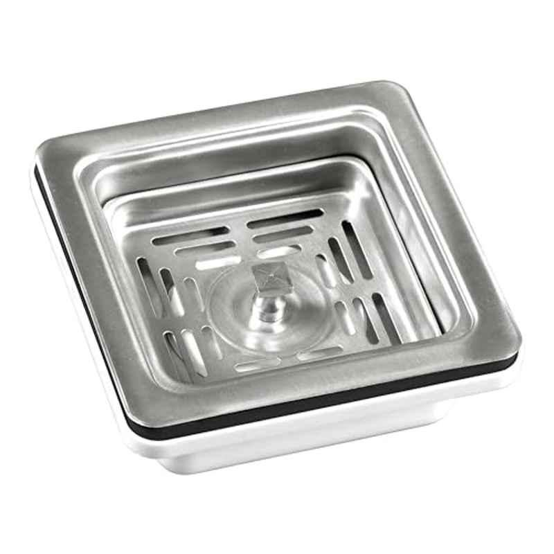 Plantex Stainless Steel 304 Matt Finish Square Waste Coupling for Kitchen Sink, APS-1593