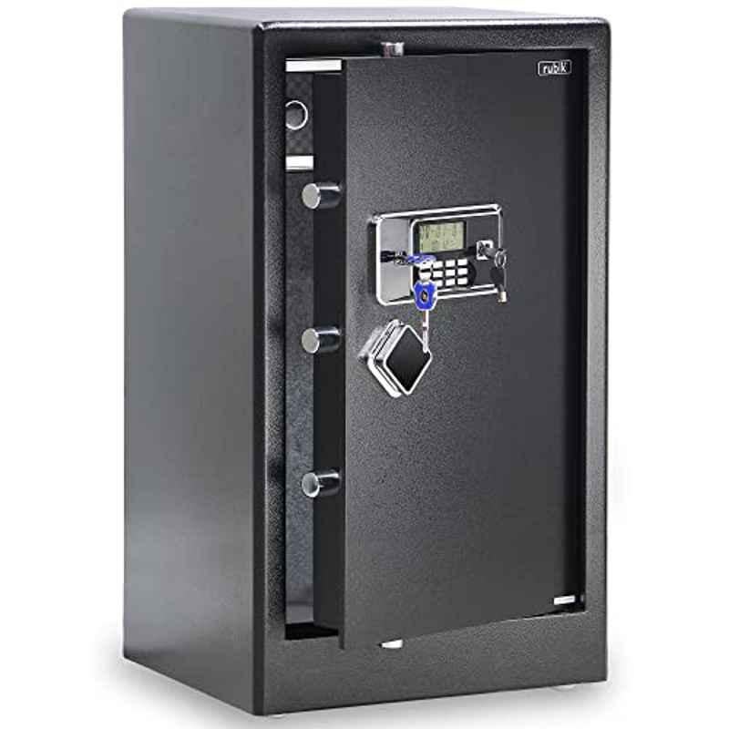 Rubik 48x40x80cm Alloy Steel Black Safe Box Large with Key and Combination Lock, RB80K2