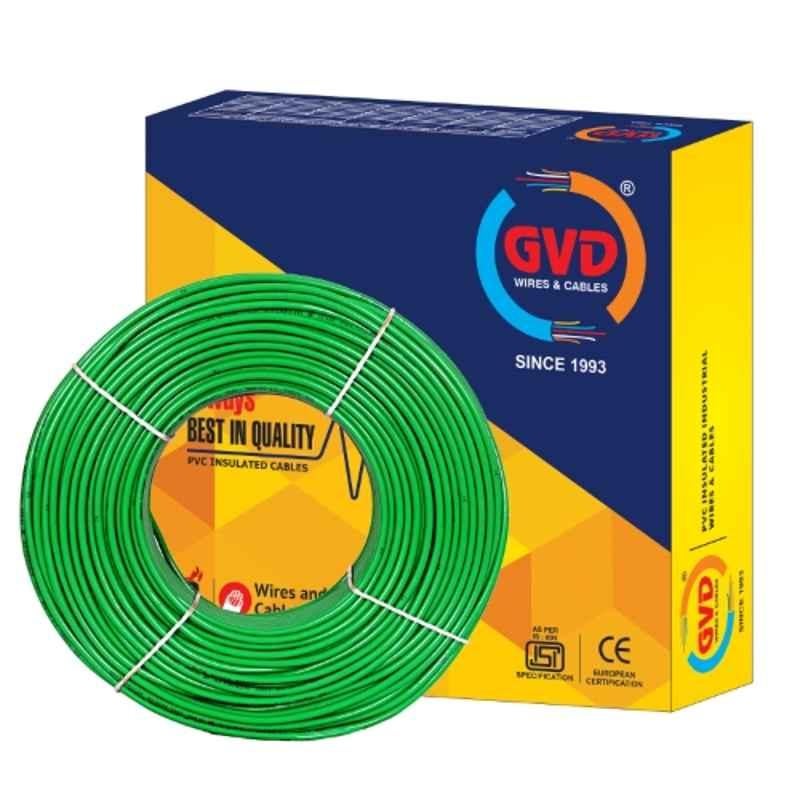 GVD 4 Sqmm Green PVC Insulated Single Core Flame Retardant Copper Clad Steel Industrial Wire, Length: 90 m