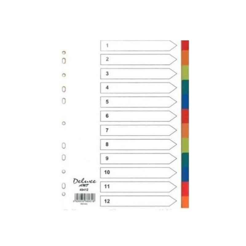 Deluxe 12 Tabs A4 Plastic Colored Divider