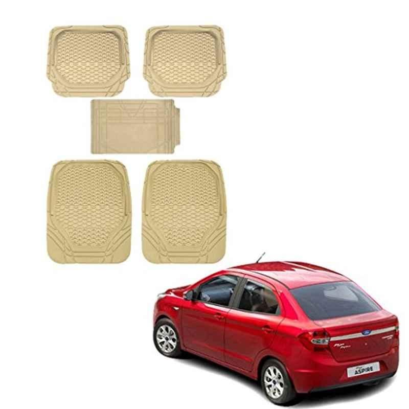 Kozdiko 5 Pcs 8855TW Beige Car Foot Mat Set for Ford Figo Aspire, koz_39976