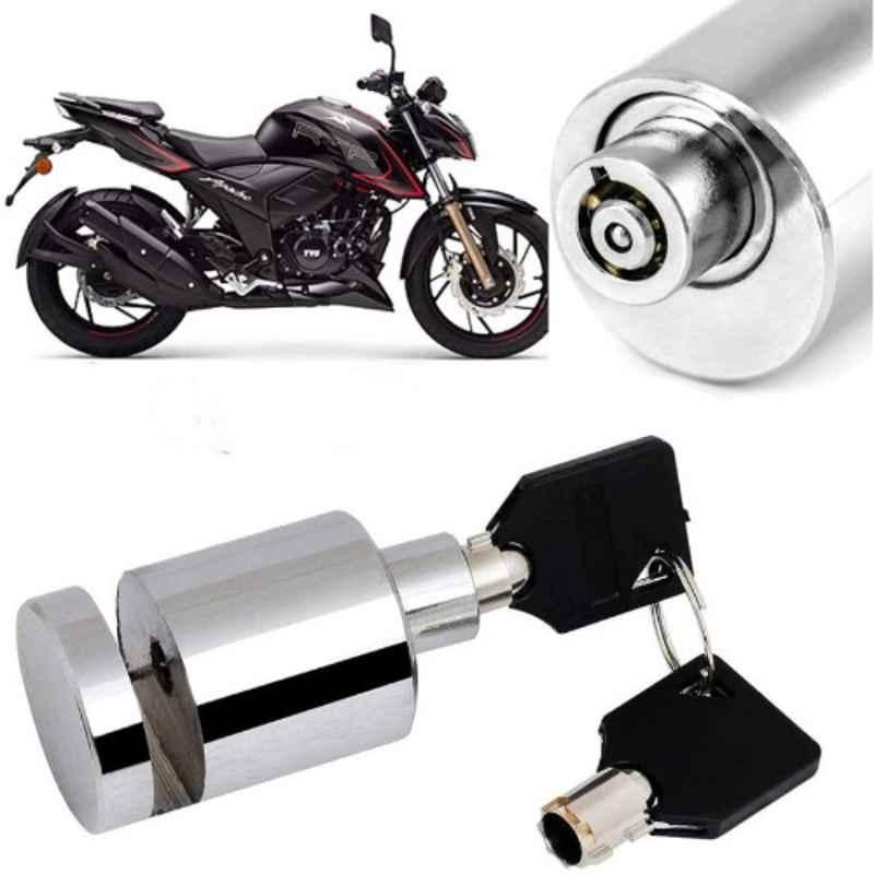 Auto Pearl Stainless Steel Silver Heavy Duty Anti Theft Motorcycle Disc Brake Lock, Lock-461