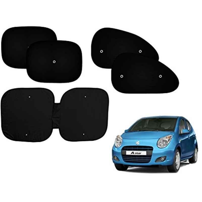 Auto Pearl 5 Pcs PVC & Mesh Black Window & Front Sun Shade Set for Maruti Suzuki A-Star